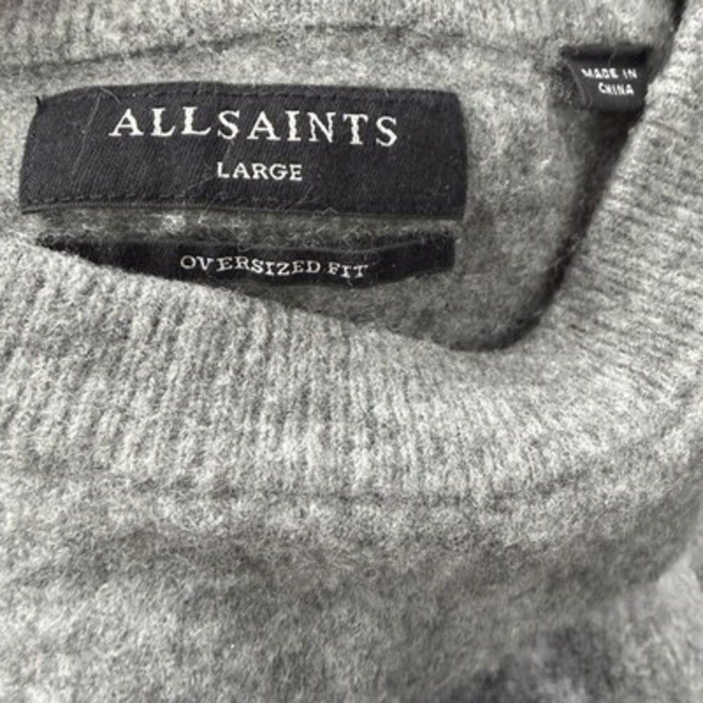 AllSaints Former Oversized Crew Sweater Gray Wool Blend Women’s Large AS300722R - Picture 4 of 7